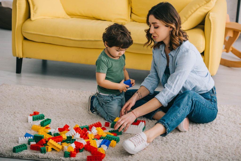 child playing with blocks